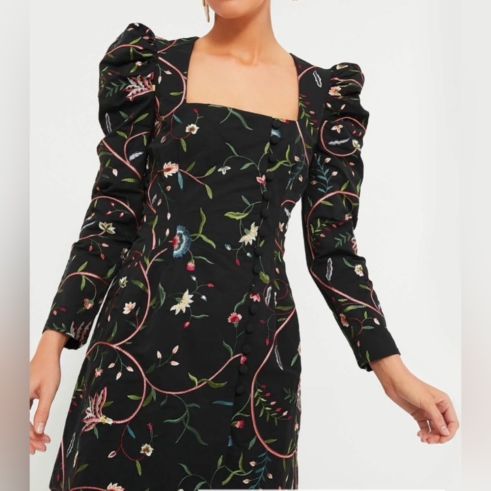 Tuckernuck Black Embroidered Calle Long Sleeve Dress NWT